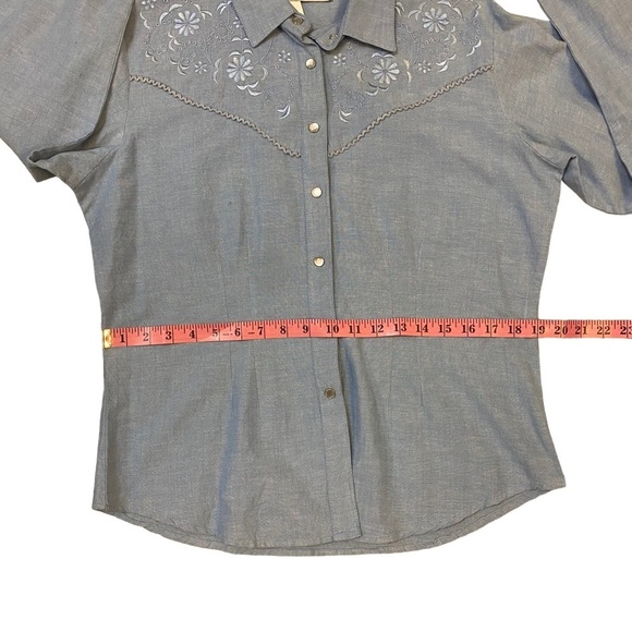 Vintage Adobe Rose Western Style Blue Shirt Ladies‎ Large - Picture 14 of 14
